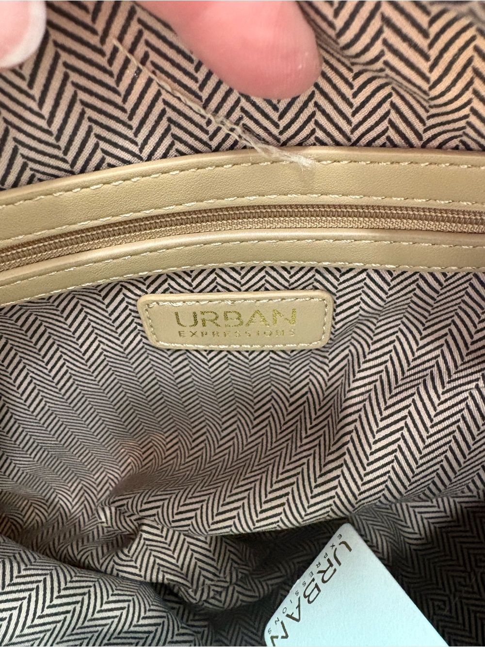 NWT Urban Expressions Woven Neutral Stripe Hobo Shoulder Bag - Picture 6 of 11